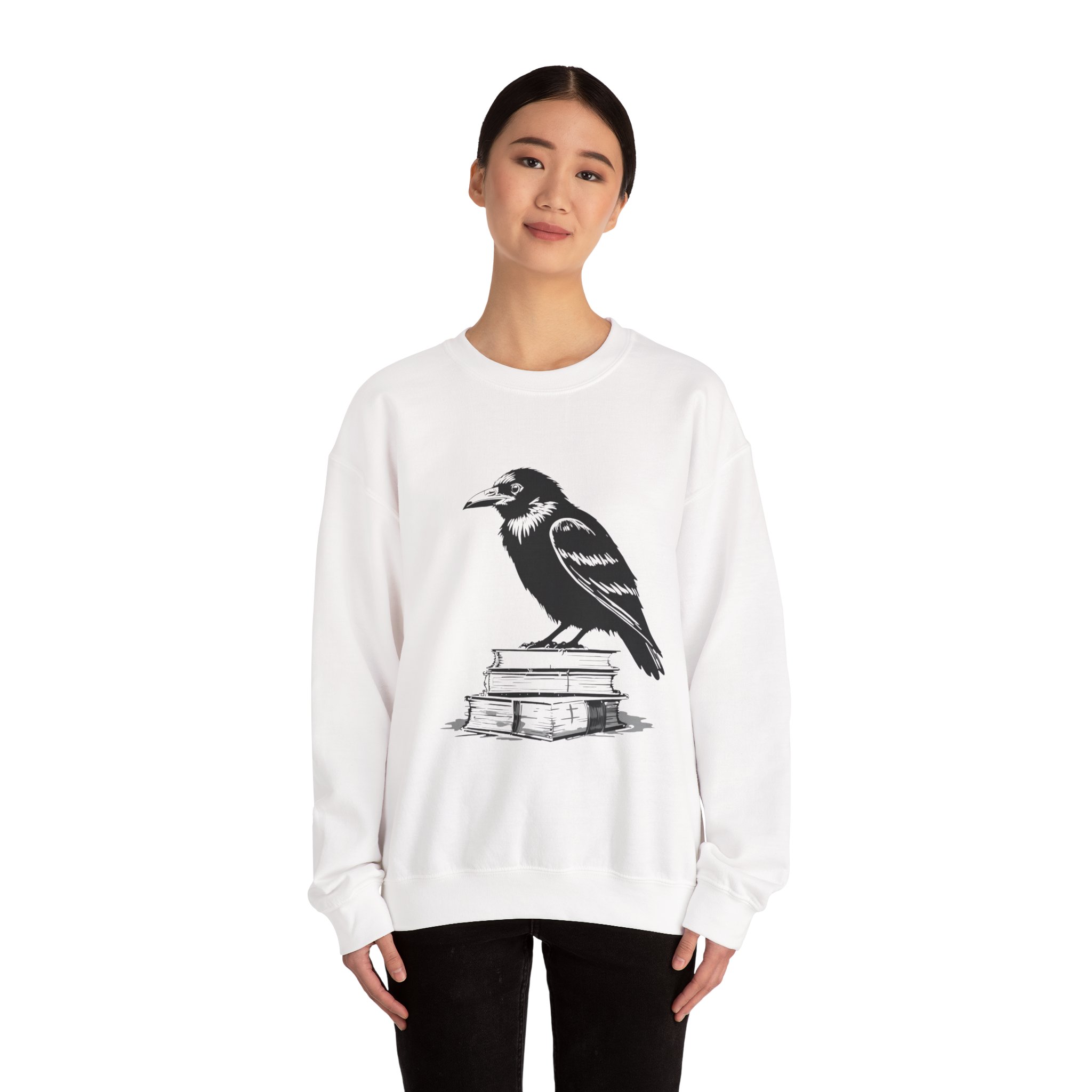 Raven on Books Crewneck Sweatshirt 4 Raven on Books Crewneck Sweatshirt - Image 4